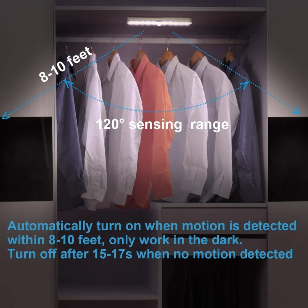 motion sensor led closet light under cabinet light 6 10 24 40 60 leds magnetic night lamp for kitchen stairs wardrobe cupboard free global shipping