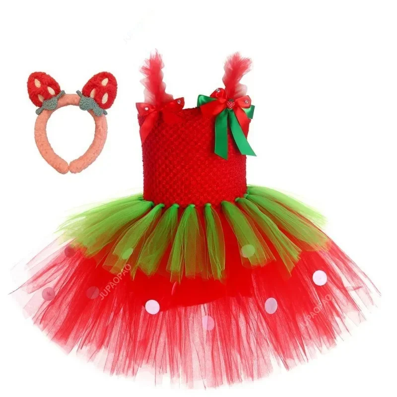 Платье-пачка для маленьких девочек платья принцессы клубники детей костюм на