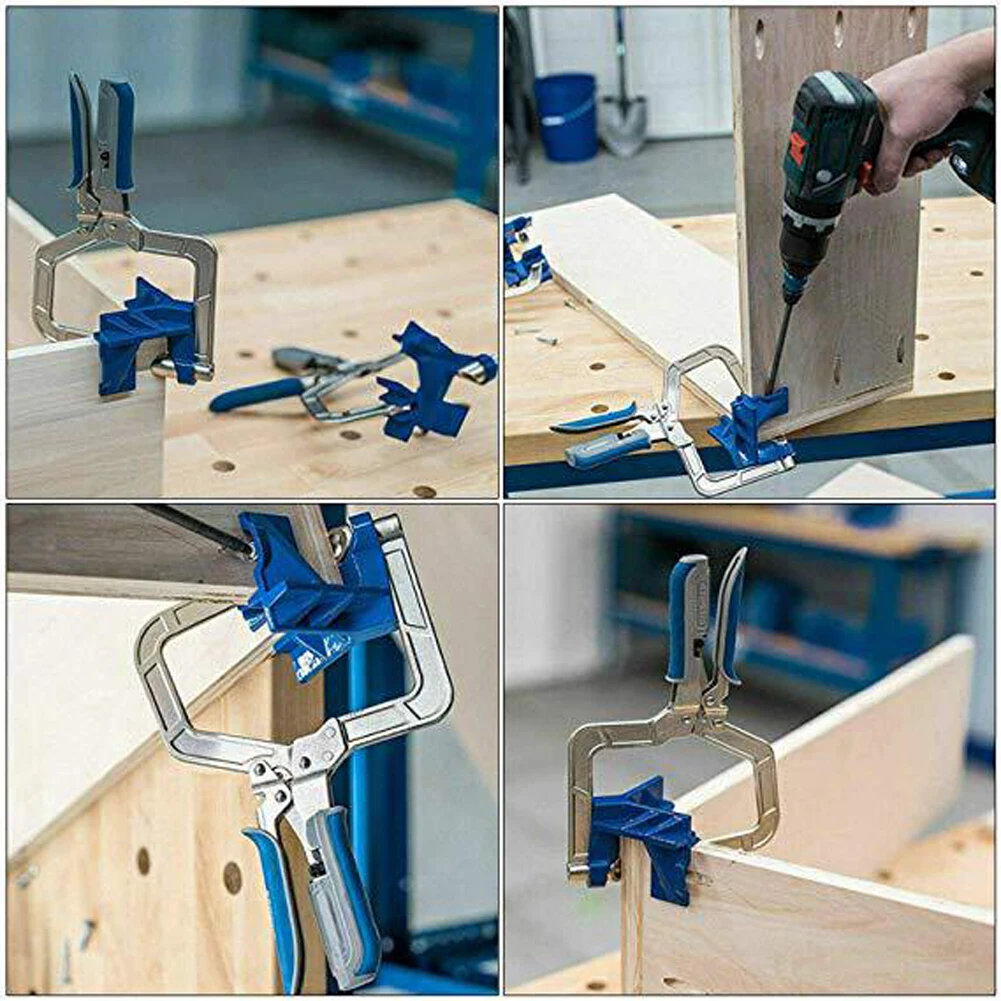 

90 Degree Right Angle Woodworking Clamp Picture Frame Corner Clip Hand Tool Clamps Puncher for Woodworking Crimper 1pc