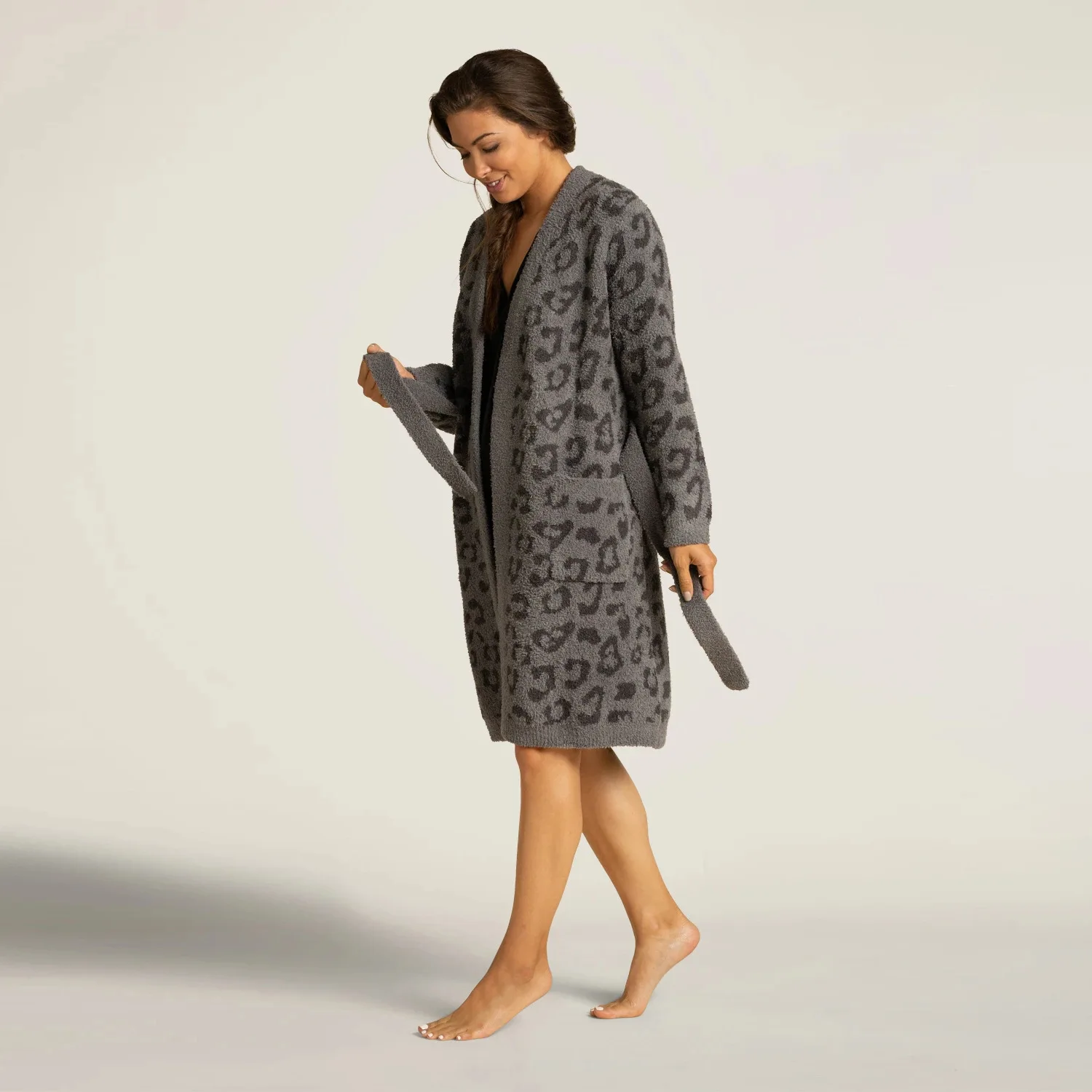 Women's Cozy Short Robes Knit Bathrobe Lightweight Kimono Robes Soft Sleepwear for Ladies