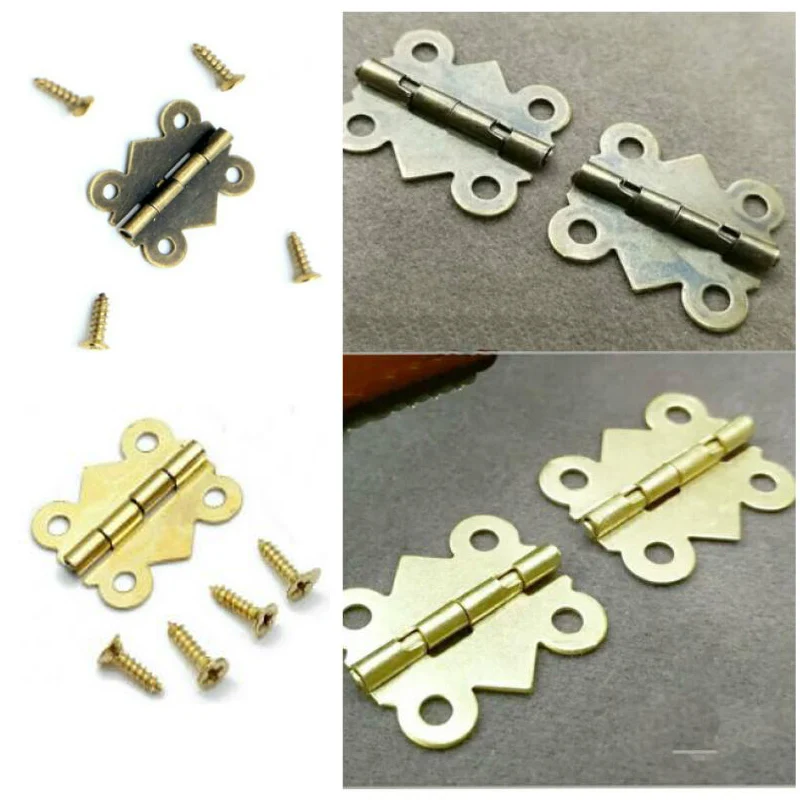 10pcs Mini Butterfly Door Hinges Gold Bronze Cabinet Drawer Jewellery Box Decorate Hinge For Furniture Hardware