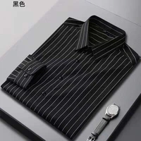 spring and autumn long sleeved shirt gray striped shirt mens business casual large size shirt mens repair hot shirt