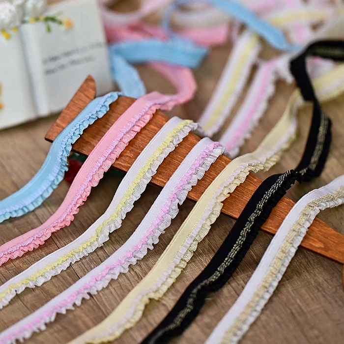 Эластичный кружевной трим 12 мм полиэстер/нейлон 5 ярдов