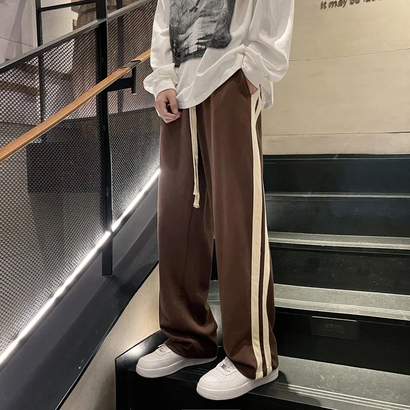 

Модные мужские брюки Privathinker, корейские свободные брюки с эластичной резинкой на талии в стиле хип-хоп, уличная одежда в полоску, весенние но...