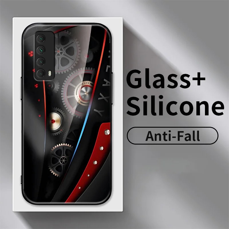 

For Huawei Y7A Y7P Y7 Pro Y8P Y9 Y9 Prime P Smart S Enjoy 20 SE 8 10 Plus 9 10S Case Mechanics Tempered Glass Phone Cover Shell