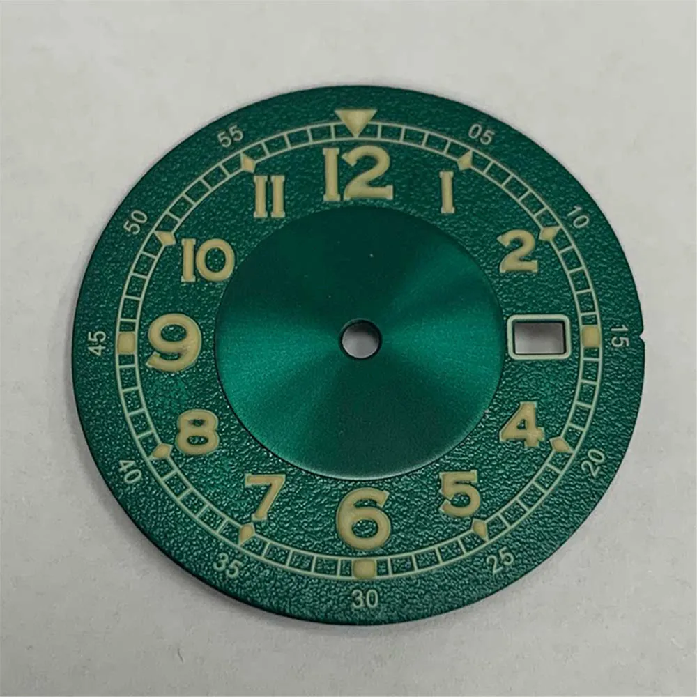 Watch Modify Parts 33.5mm Watch Dial Black Sterile Dial Green Luminous Marks Fit for NH35/NH36 Movement enlarge