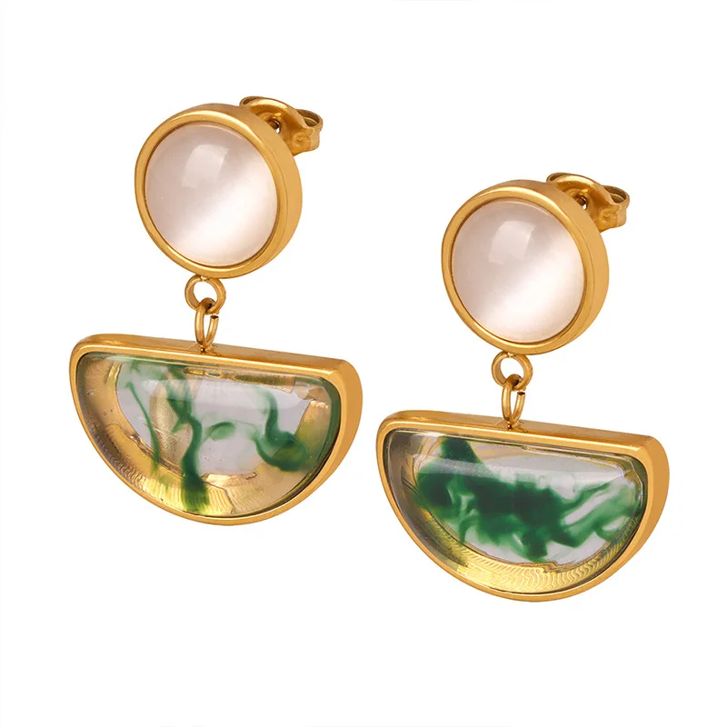 

Natural Resin Cat'S Eye Earrings Medieval Glass Gold-Plated Eardrop Ladies 2023 Gift Fashion Jewelry