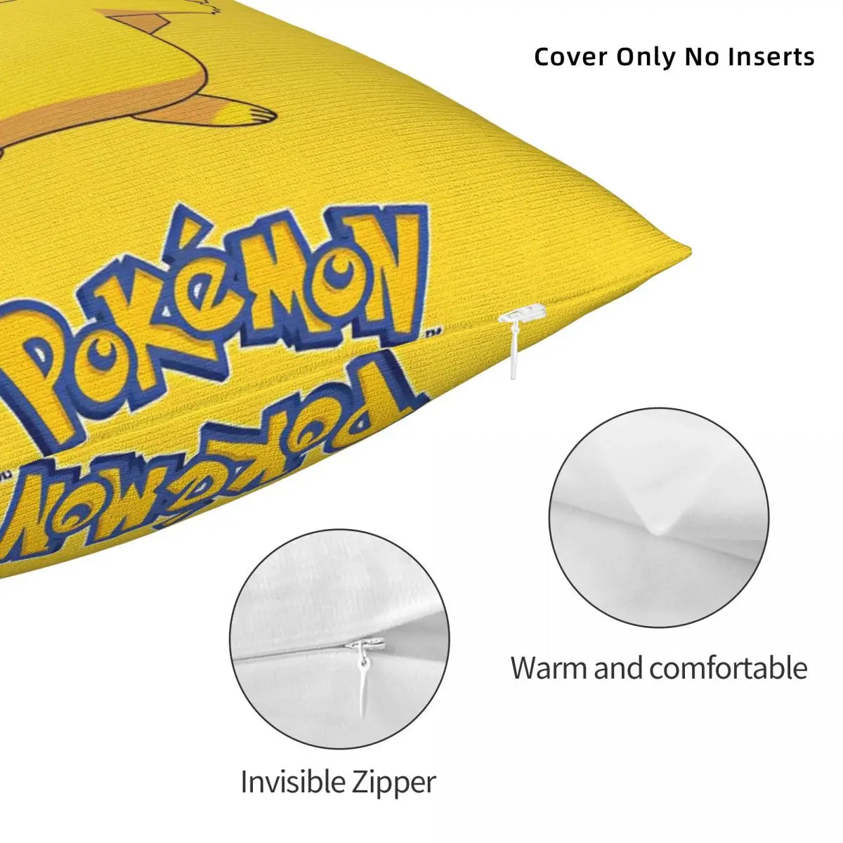 Мягкий тканевый чехол для подушки с изображением покемона Пикачу декоративный