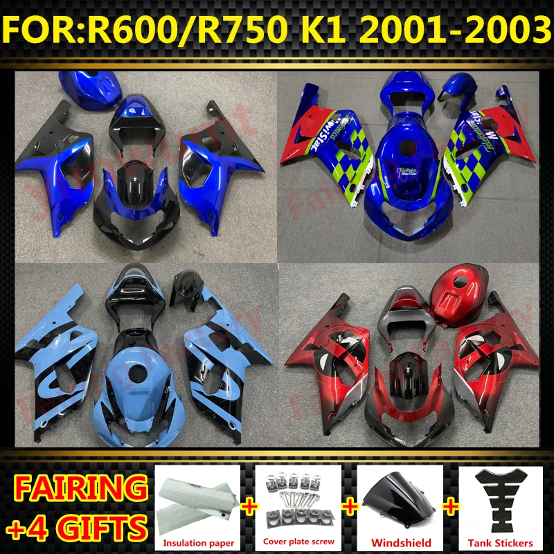 

Новый комплект обтекателей для мотоцикла ABS подходит для R600 750 R 600 R750 K1 2003 2001 2002 полный комплект обтекателей для кузова