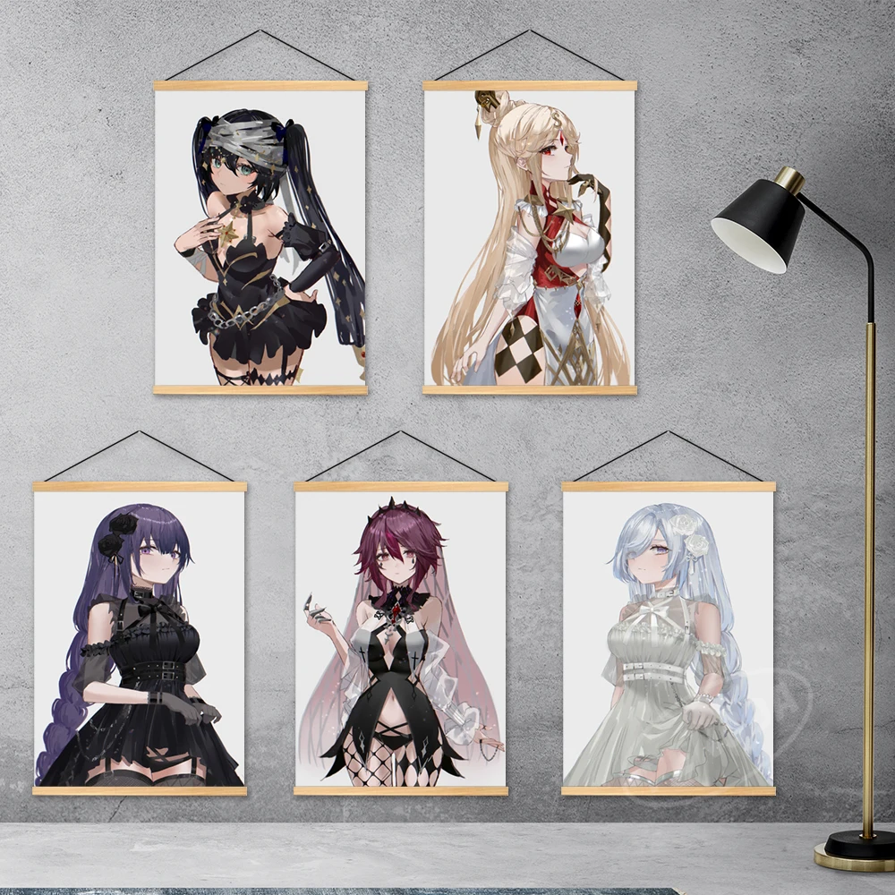 

Домашний декор Genshin Impact Wooden Anime Ning Guang подвесная живопись на холсте принты Розария плакат Янтарная модульная Настенная картина