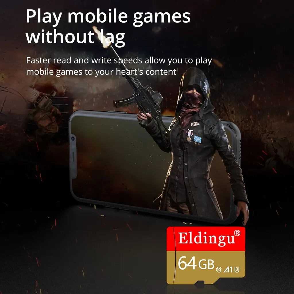 Оригинальная TF-карта Eldingu 64 ГБ Class10 A1 Для Наблюдения MP3 MP4 Mobile Memory Card 32 U1 128 U3