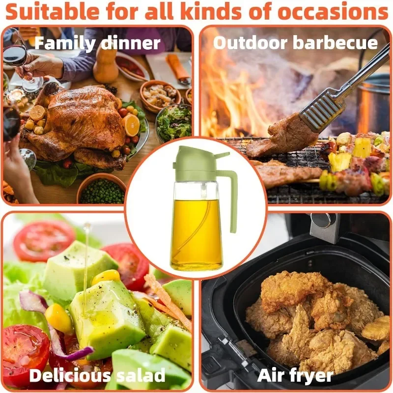 Стеклянная бутылка-распылитель масла 2 в 1 470 мл