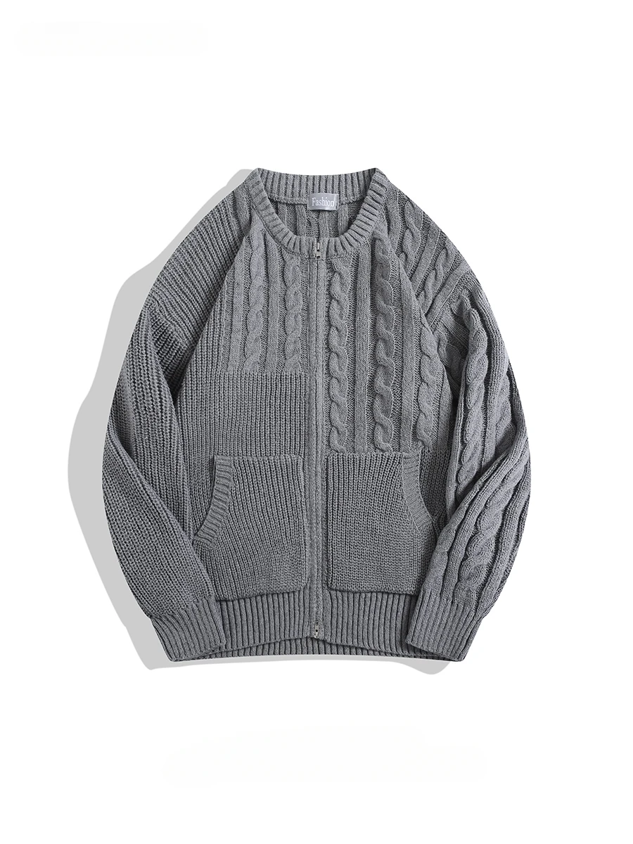 Мужские и женские простые японские свитера с двойной молнией кардиган круглым