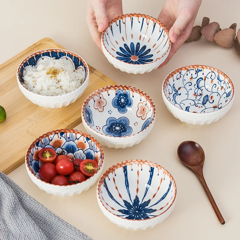 

Rice Bowl Commercial Japanese-style and High-value Underglaze Single Small Soup Household Ceramic Noodle Bowl Rice Bowls