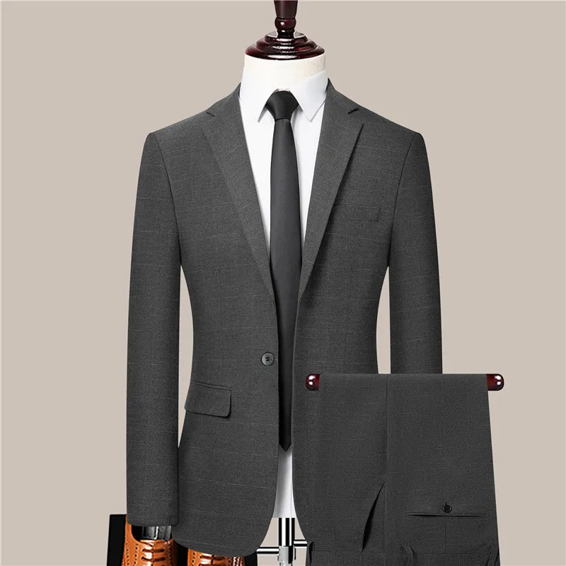 

Men's High Quality Slim Fit Business Suits Single-Breasted Suits Professional Formal Two-Piece Set (Coat + Pants)