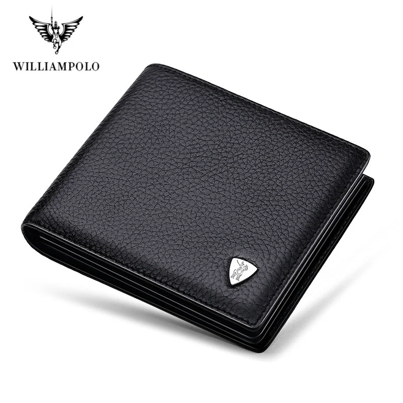 

WILLIAMPOLO Genuine Leather Men Wallets Brand Luxury RFID Bifold Standard Wallets Coin Purse Business Card Holder Wallet PL213
