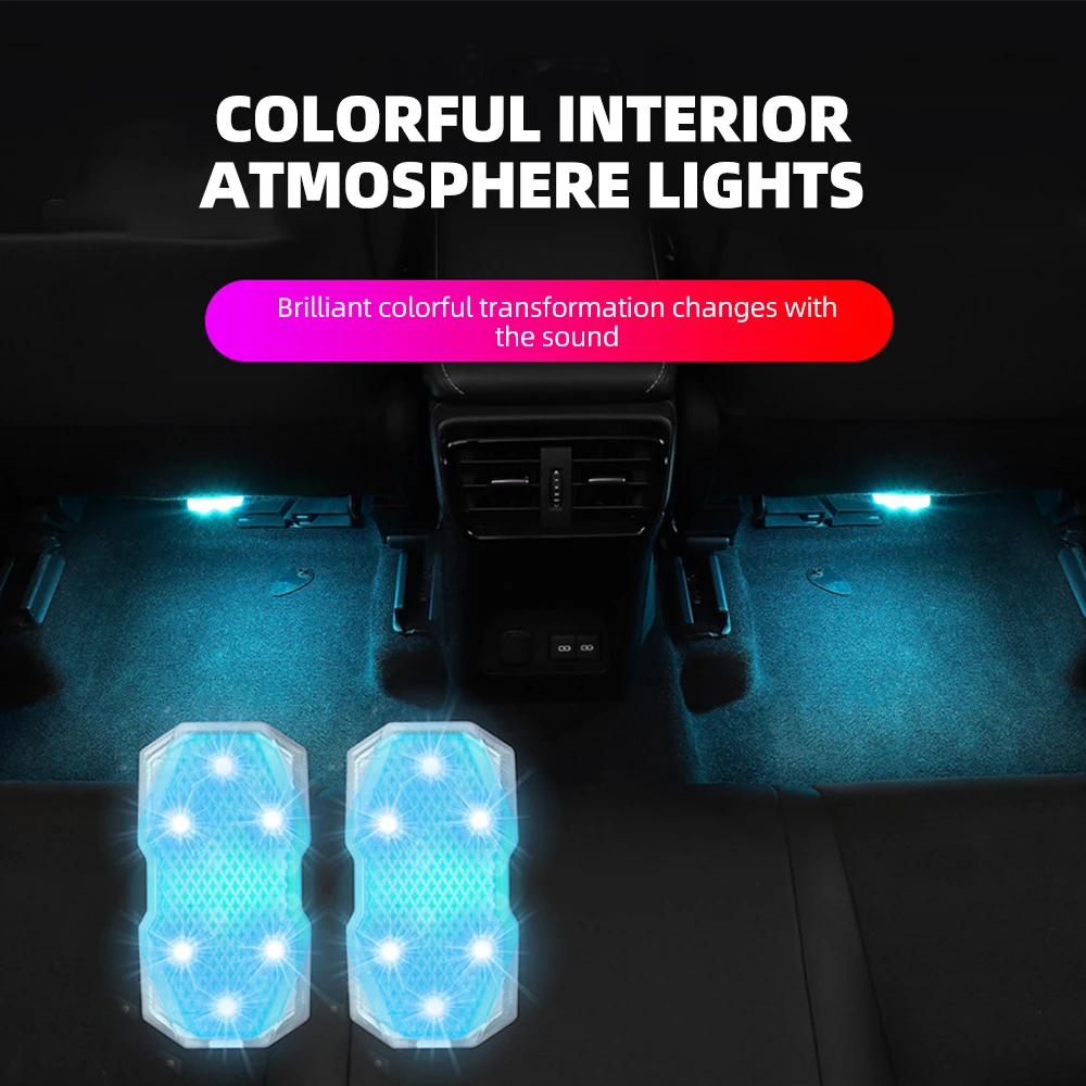 

Car Interior Finger Touch Sensor Reading Lamp LED Atmosphere Lights Velcro Light USB Charge Six Color Car Door Lights