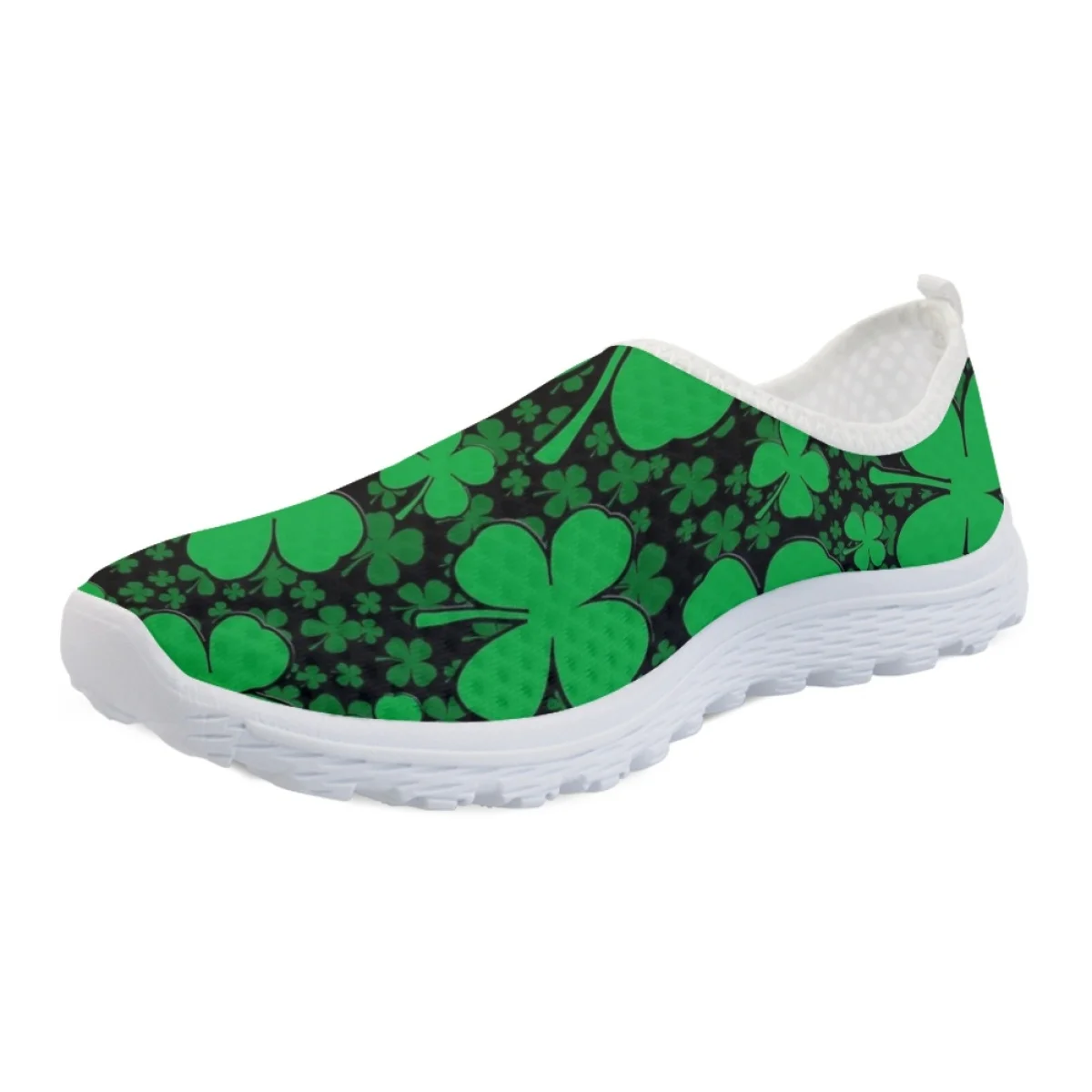 Nopersonality Happy Four Leaf Clover Ladies Shoes Casual Breathable Mesh Flat Sneakers Slip On Fashion Running Shoe Jogging