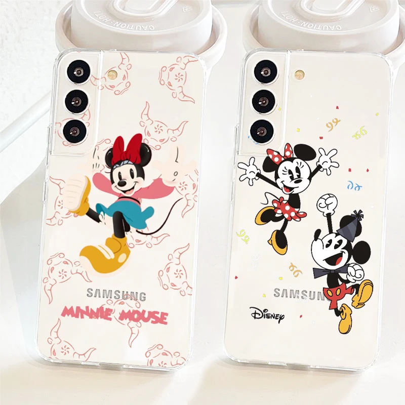 

Disney Mickey Minnie Hot Phone Case For Samsung S22 S21 S20 FE Ultra Pro Lite S10 S10E S9 S8 S7 Plus 5G Transparent Cover