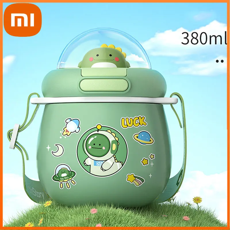 Xiaomi Thermo Bottle Insulated Cup Flying Saucer Dinosaur Children Water Bottle Keeps Cold And Heat Straw Diagonal Water Bottle