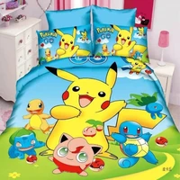 pokemon kids room bedding 3pcs anime figures pikachu print children quilt double duvet cover set 200x200 kids birthday gift bt21