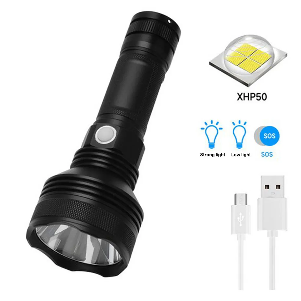

USB Rechargeable Flashlight Adjustable Portable Outdoor Night Cycling Fishing Climbing Emergency Lighting Torch