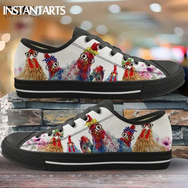 

INSTANTARTS Funny Animal Rooster/Cock/Hen Printing Vulcanized Sneakers Brand Designer Cute Chicken Low Top Shoes Casual Footwear