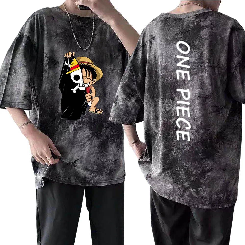 

Anime One Piece Luffy Fashion Cool Print Short Sleeve T-Shirt Hip Hop Punk T Shirt Unisex