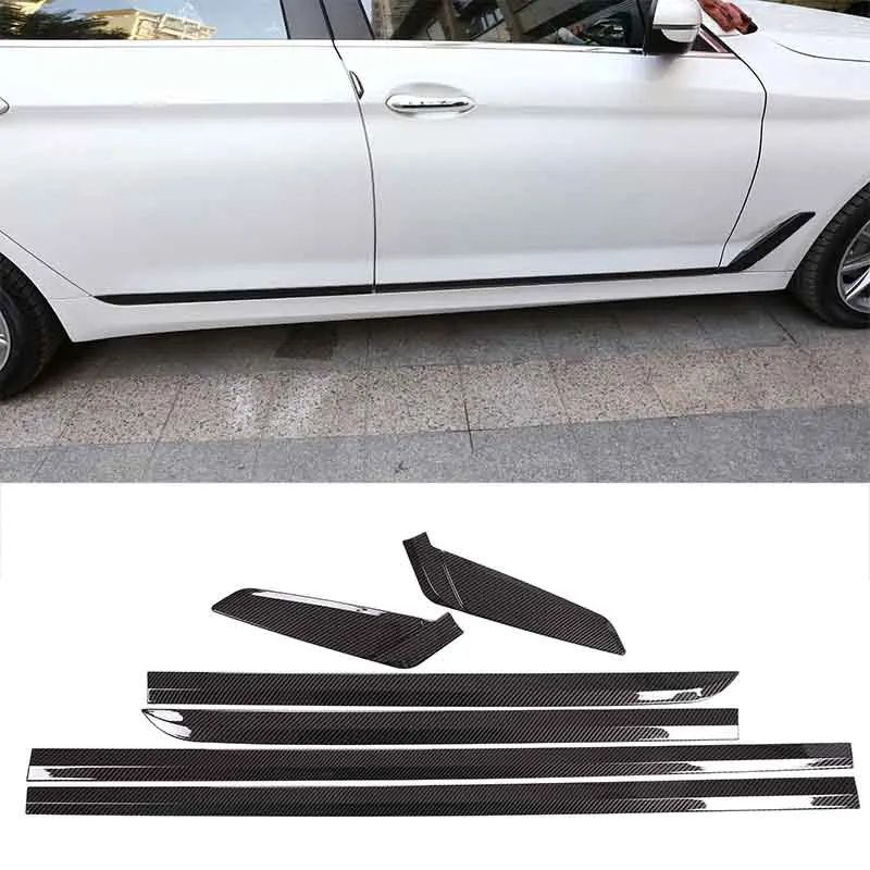 

6 шт., хромированные полоски из углеродного волокна для боковых дверей автомобиля BMW 5 серии G30 2017 2018