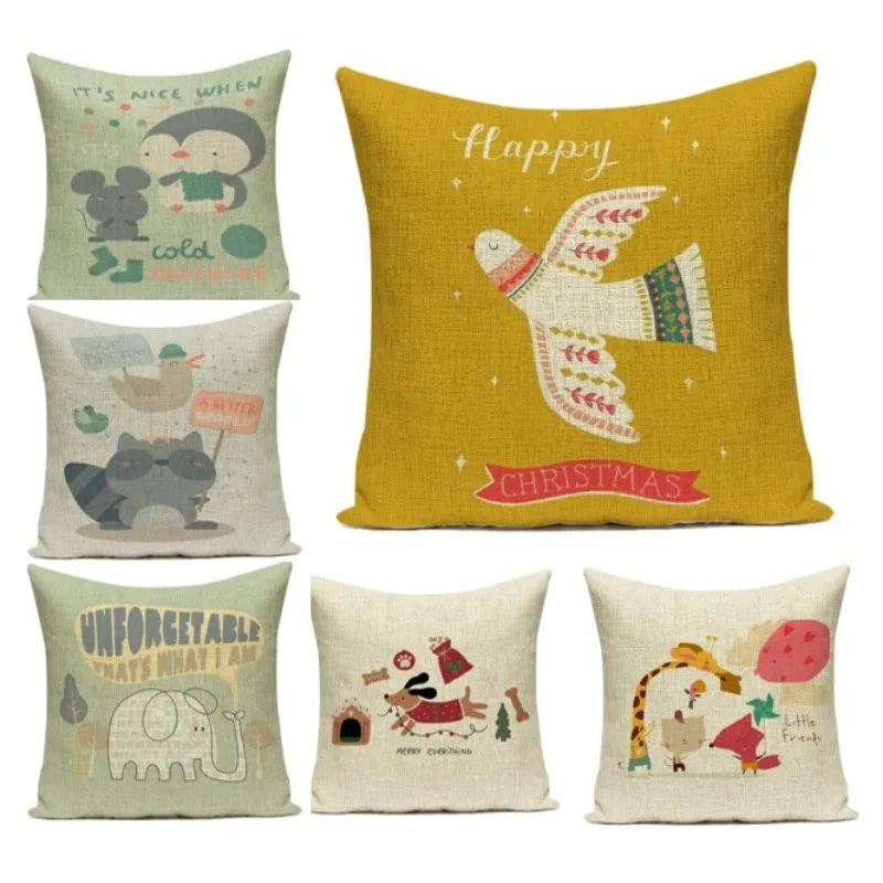 

Simple Cartoon Animal Cushion Cover Home Decor Velvet Art Pillowcase Decorative Sofa Office Nordic 2024 Gift DF1801