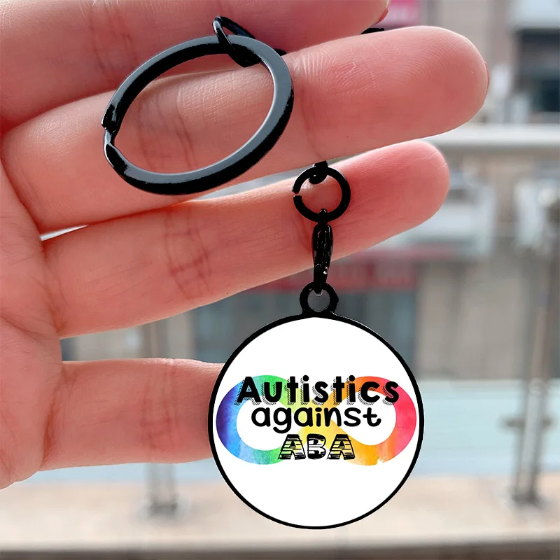

Fashion Cool Key Autistics against ABA Pride Motorcycles Cars Backpack Chaveiro Keychain For FriendsKey Ring Gifts