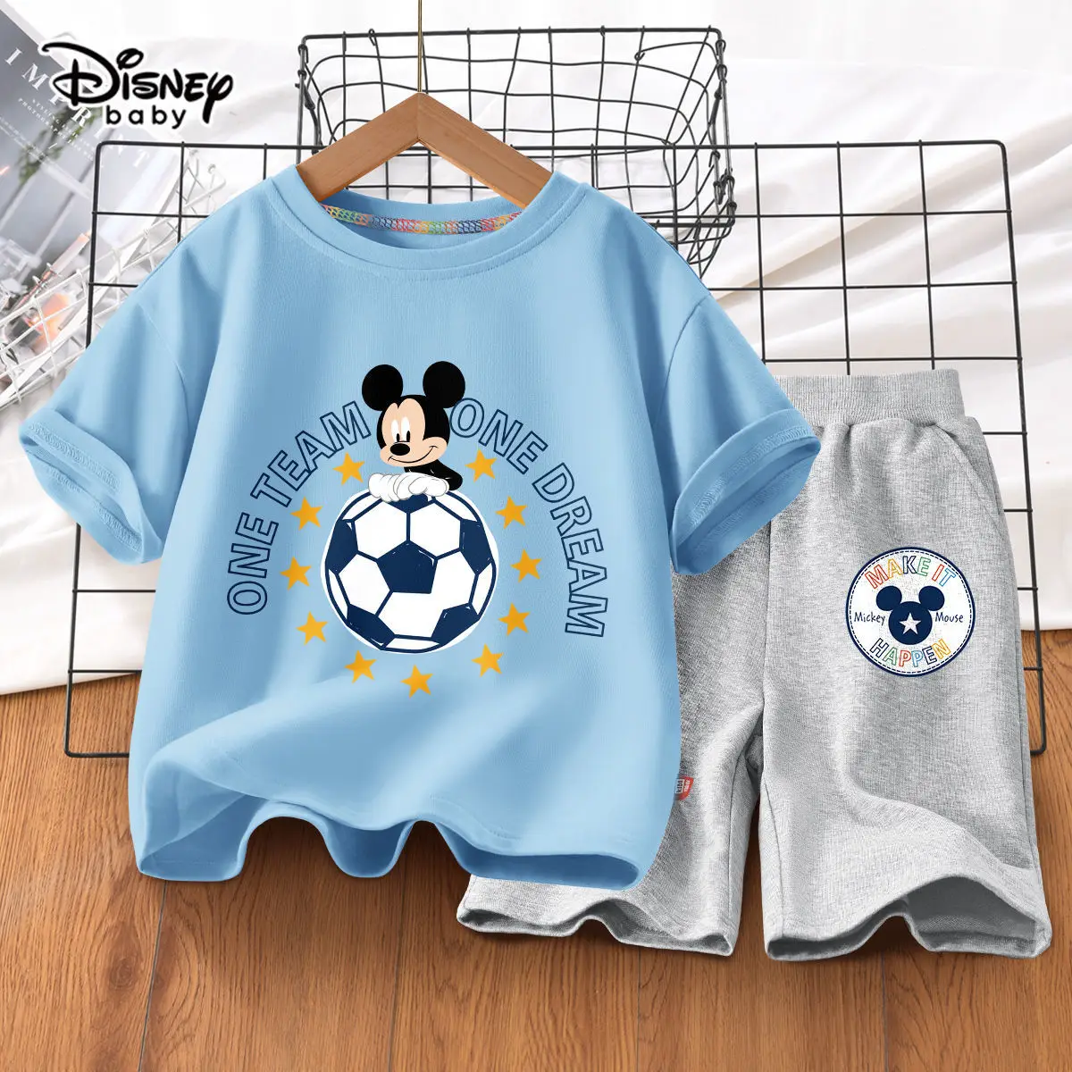 Disney Baby Two-piece Set Children's Multicolor Clothing Set Boys Summer Cotton Cartoon Suit 2022 New Cool Thin