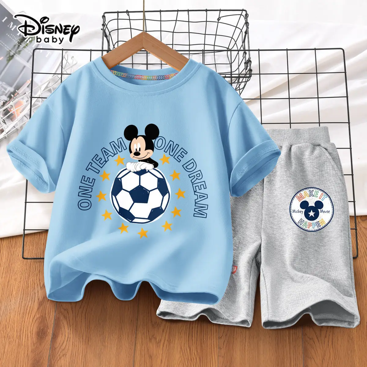 

Disney Baby Two-piece Set Children's Multicolor Clothing Set Boys Summer Cotton Cartoon Suit 2022 New Cool Thin