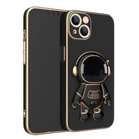 cute astronaut plating folding stand case for iphone 12 13 11 pro max x xr xs max 8 7 plus se 2020 bracket soft shockproof cover
