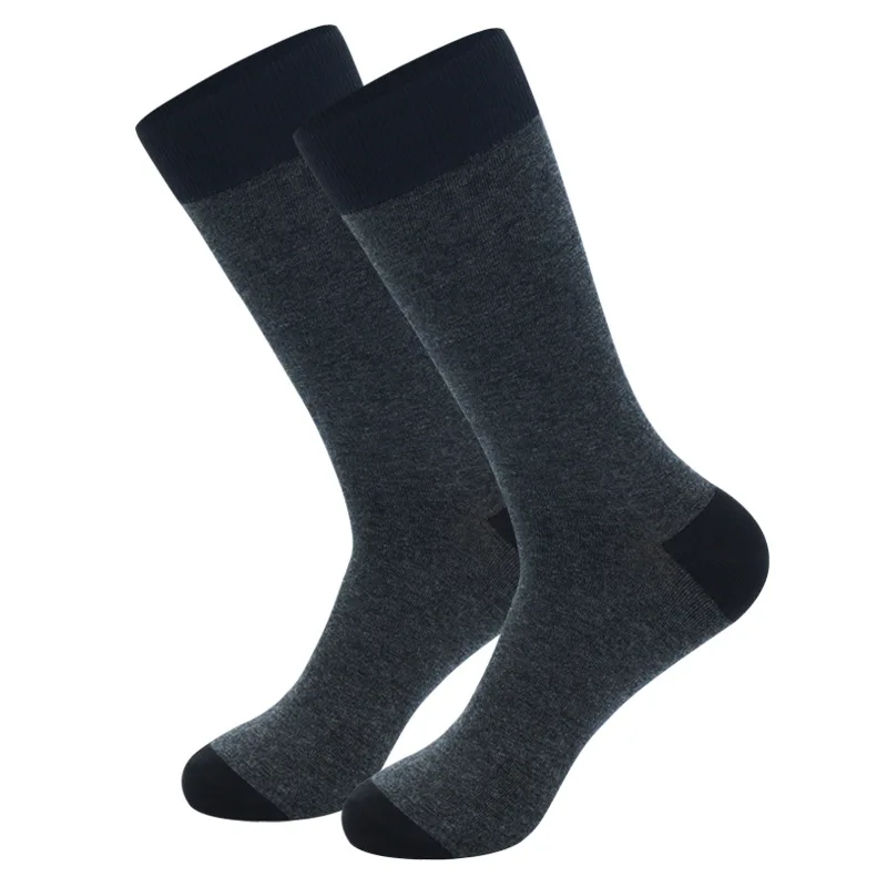 3 Pairs of Men's Long Tube Socks Large Size Striped Solid Color Business Autumn and Winter Men's Long Work Casual Socks Tall