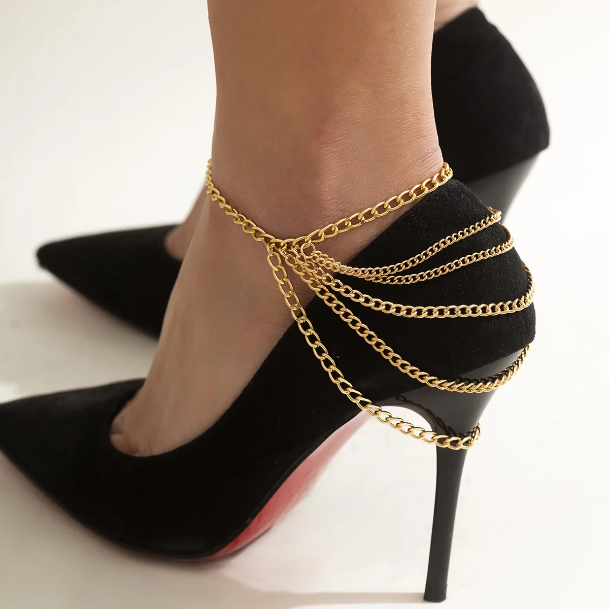 

Vintage Multilayer Chain Tassel Anklet Women 2022 Simple Gold Color Metal Glamour Feet Bare Anklets Girls Fashion Jewelry Gifts