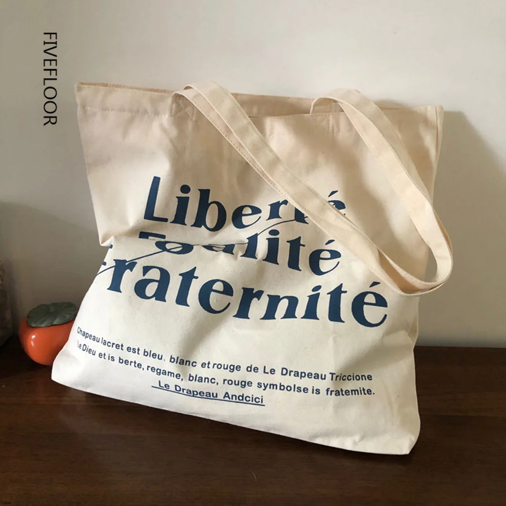 

Простые холщовые сумки через плечо в стиле ретро с надписью для женщин, вместительные сумки для покупок и путешествий, высококачественные сумки-тоуты 2023