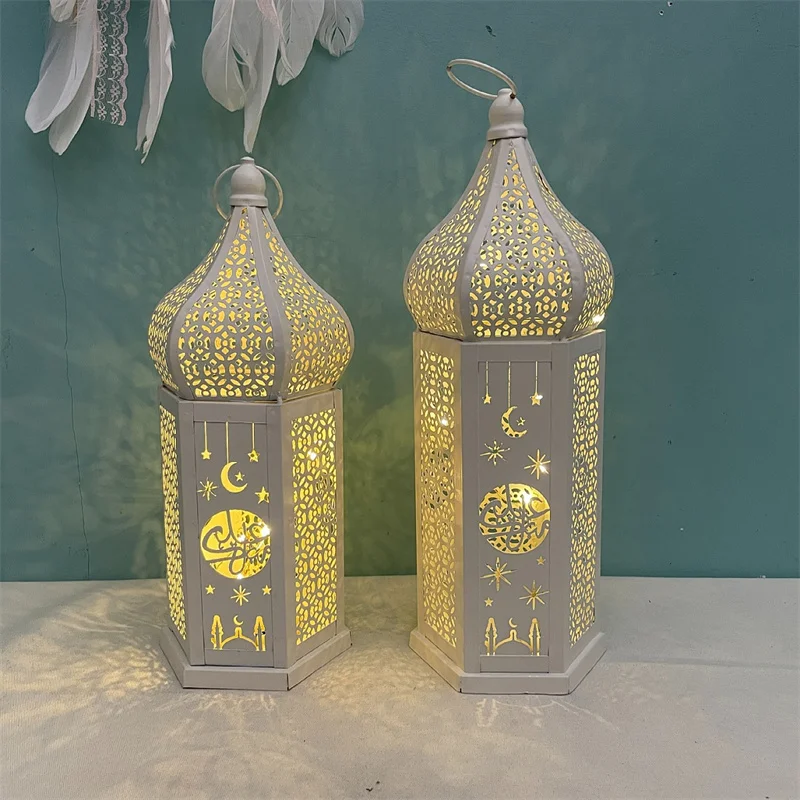 

Ramadan Decoration Geometry Metal LED Lantern Light 2023 Eid Mubarak Home Decor for Islam Muslim Party Ornaments Ramadan Kareem
