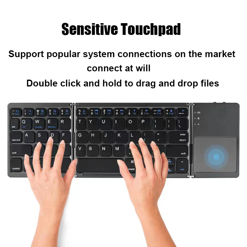 wireless folding keyboard bluetooth keyboard with touchpad for windows android iosphonemulti function button mini keyboard free global shipping