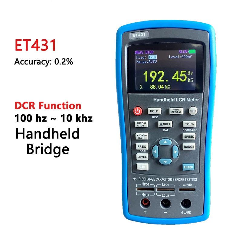 

ET431 Handheld Digital Bridge High Precision Inductance Capacitance Resistance Meter LCR Color Screen Multifunction DCR Function