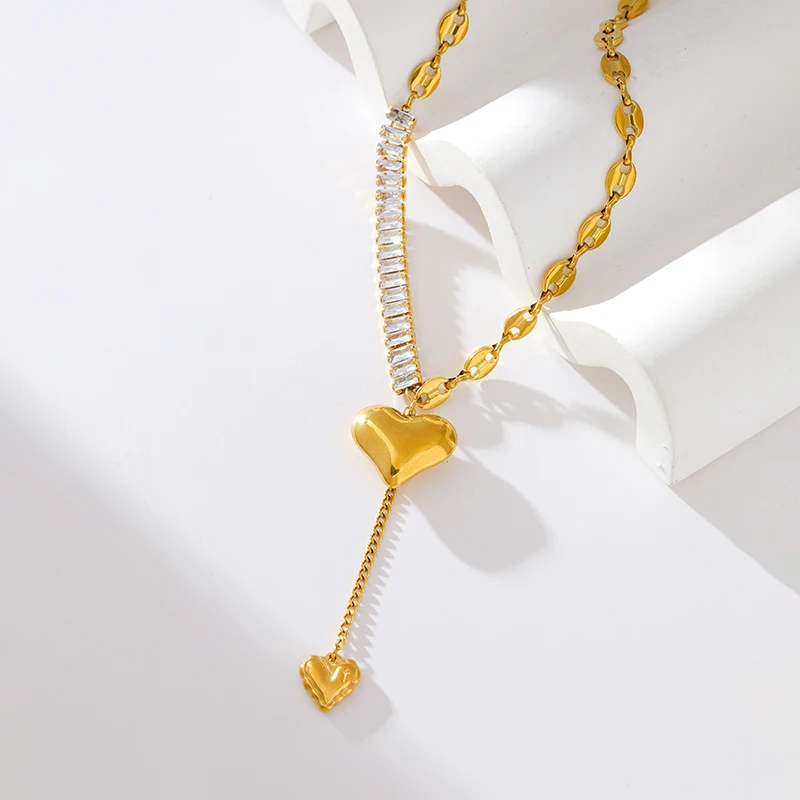 EILIECK нержавеющая сталь 316L сердце любовь кулон ожерелье для женщин мода циркон