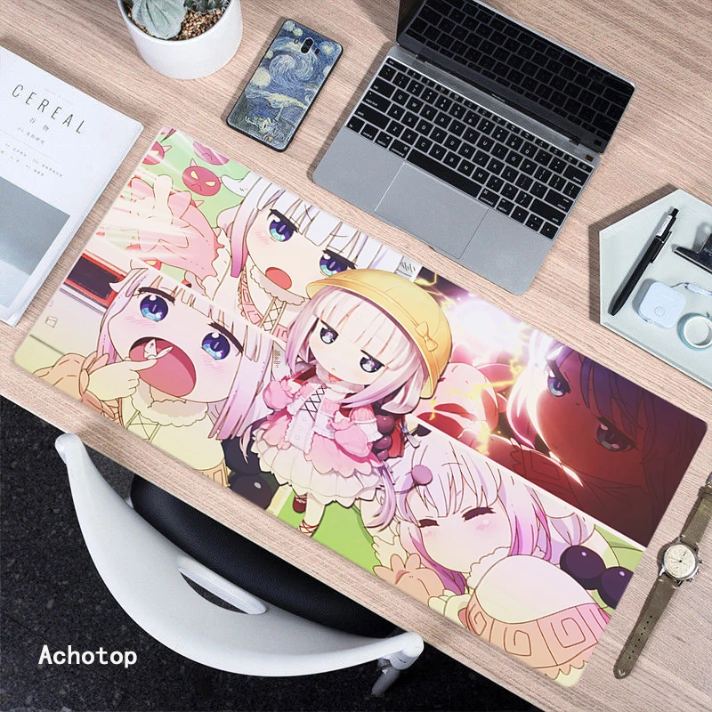 

Miss Kobayashi's Dragon Maid Anime Mouse Mat Gaming Keyboard Mat Cute Mousepad Kanna Kamui XXL Locking Edge Rubber desk mat