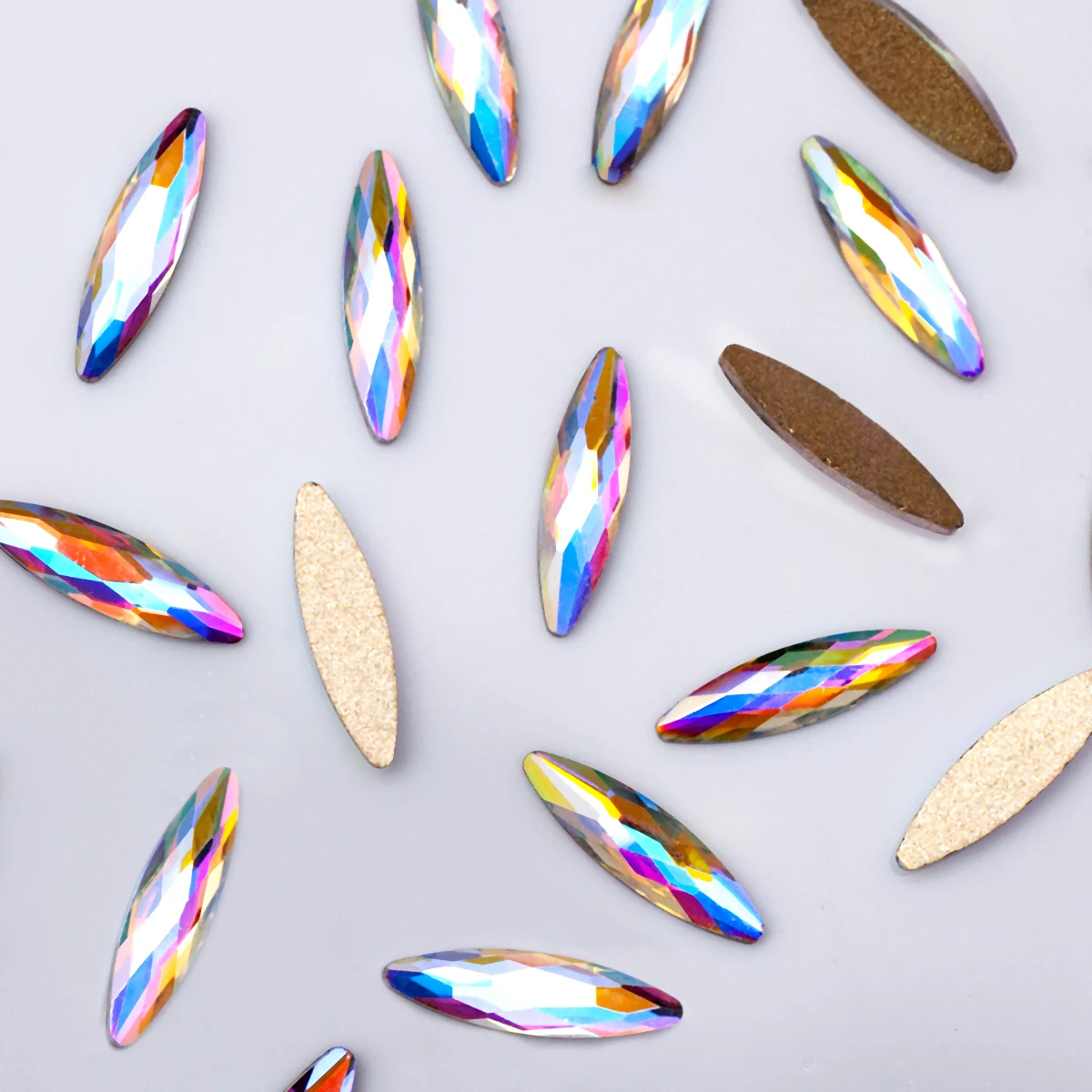 

Top Quality Crystal Navette Shape 20pcs/Pack Non Hotfix Nail art Rhinestone Super Bright Glass Strass 3D Nail Art Decoration