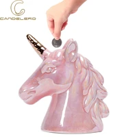 Decorative Piggy Bank Statues Room Ornaments For Girls Sculptures Home Decor Modern Living Room Decoration Table Pink Unicorn