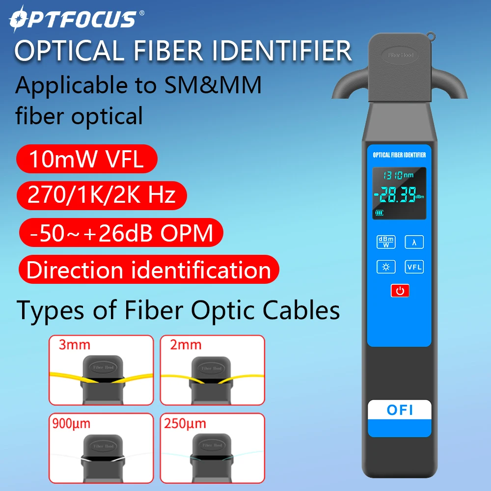 OPTFOCUS Fiber Optical Identifier 10mW Visual Fault Locator Laser Pen -50~+26dB Optic Power Meter Fiber Tester Free Shipping