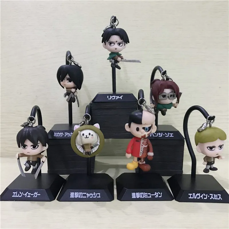 

Anime Attack On Titan Q Version Model Levi Eren Mikasa Armin Pendent Toys For Fans Giants Jean Reiner Cute Mini Gift Collectible