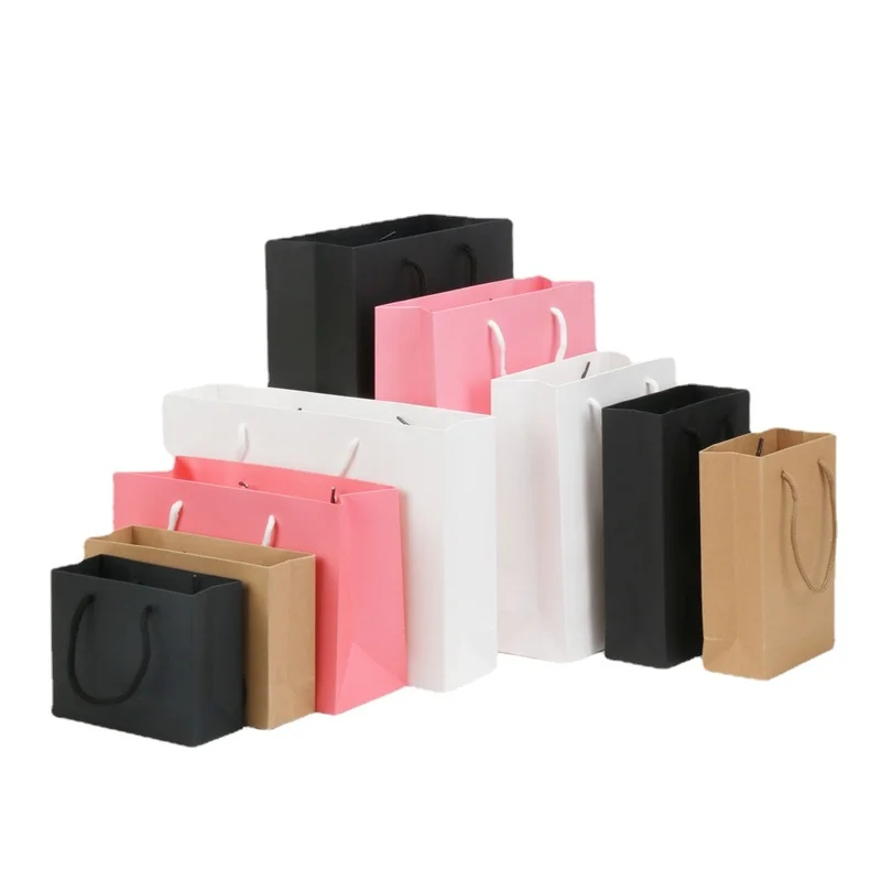 10pcs Kraft Paper Portable Bags High Quality Gift Packaging Bag for Wedding Birthday Party Guests Shopping Clothing Hand Bags