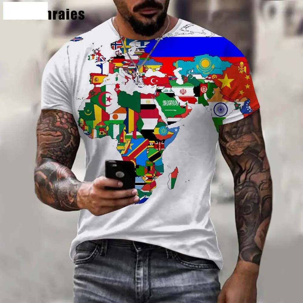 

Футболка Мужская/женская с 3D-принтом флага мира, модная повседневная тенниска оверсайз с коротким рукавом, уличная одежда в стиле Харадзюку...