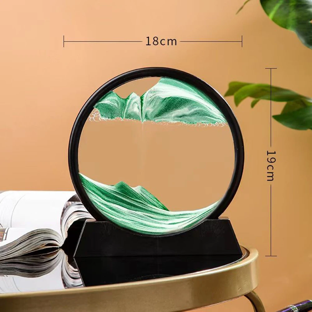 

1 Pc Moving Sand Art Picture Decorative 3D Painting Glass Display Stand Glass Quicksand Sea Sandscape Holder For Room Home Decor