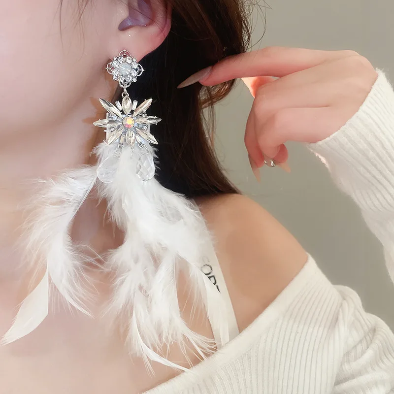 NISHIZAWA серьги с перьями в виде ромба и бриллиантов модные темпераментные для